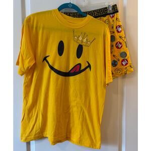 Joe Boxer Happy Face With Crown Pajama Lounge Set Size Medium Emojis